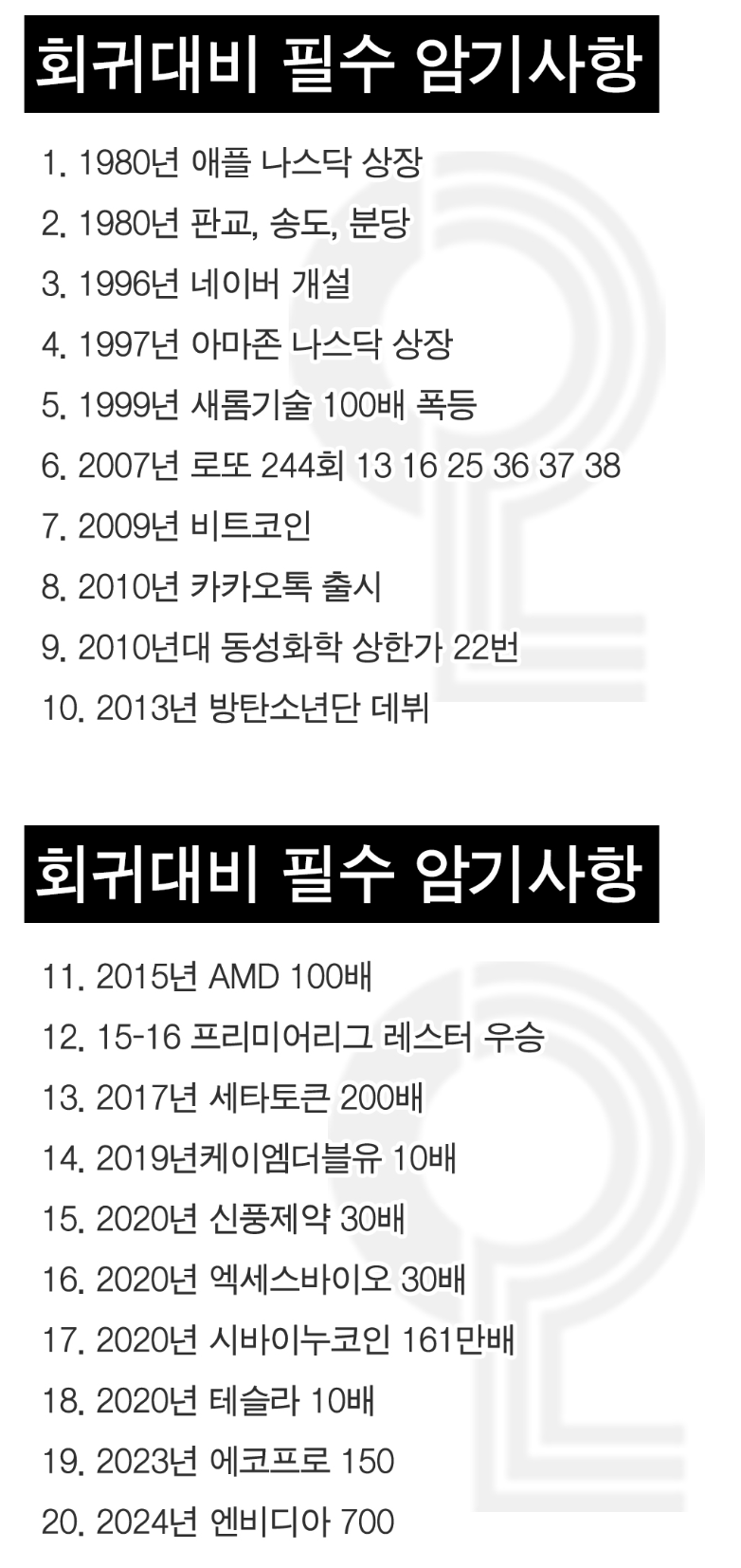 평소에 외워둬야 되는 필수 암기사항 
