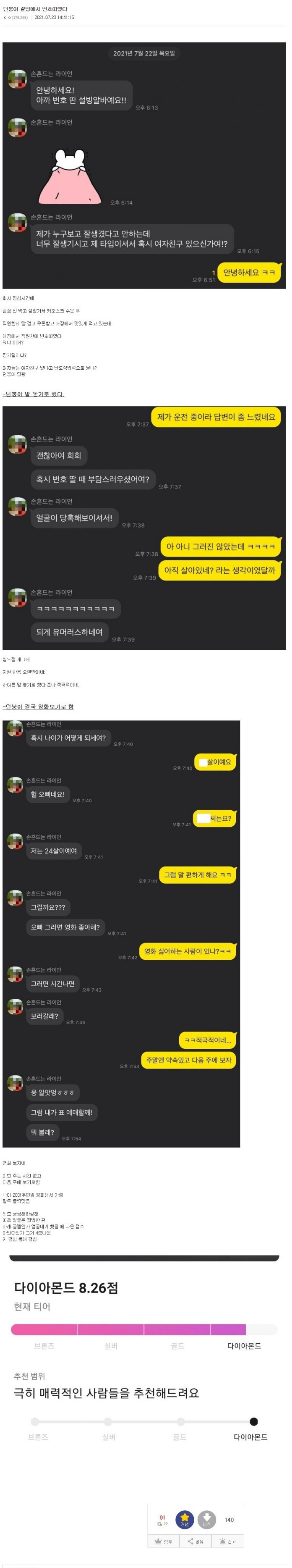 설빙 알바한테 번호 따인 던파 유저